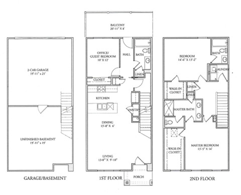 Floor plan for 3 beds, 3 baths, 1667 sqft